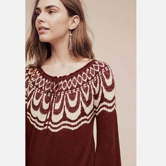 Anthropologie Field Flower Red and White Sweater - Picture 9 of 10